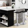 Ilot central effet marbre et noir 130 cm pour 4 personnes
