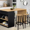 Ilot mange debout noir et bois 130 cm