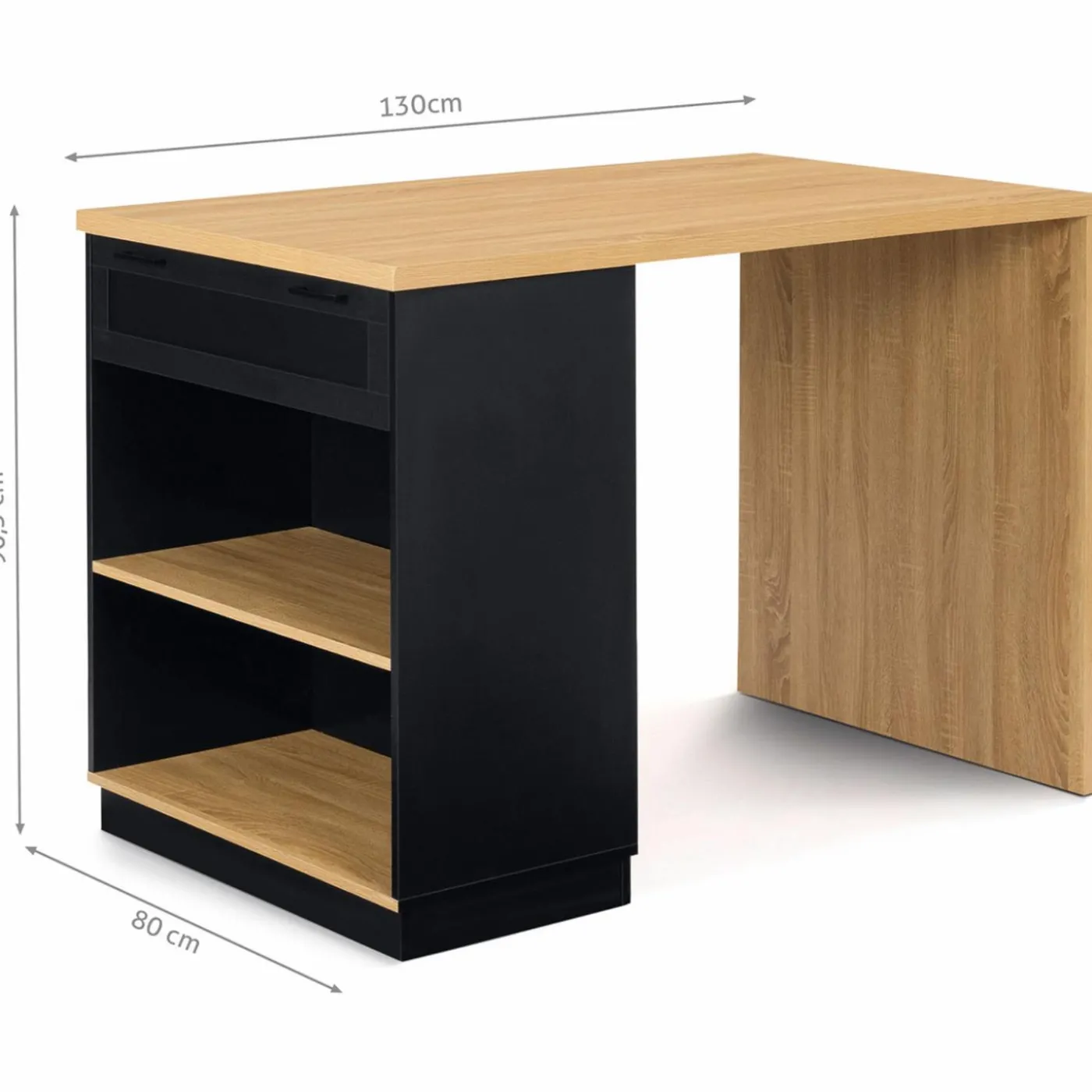 Ilot mange debout noir et bois 130 cm