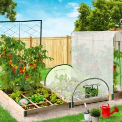 Kit complet 3 carrés potager et serre à tomates + treillis + housse