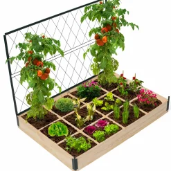 Kit complet 3 carrés potager et serre à tomates + treillis + housse