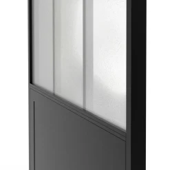 Kit porte coulissante verrière 83 cm en verre trempé givré, métal avec rail et fixations