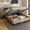 Lit 2 places double coffre 140x190 cm avec sommier et tables de chevet