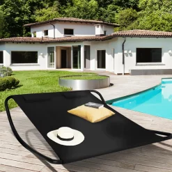 Lit bain de soleil double en toile noire
