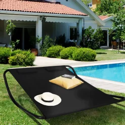 Lit bain de soleil double en toile noire
