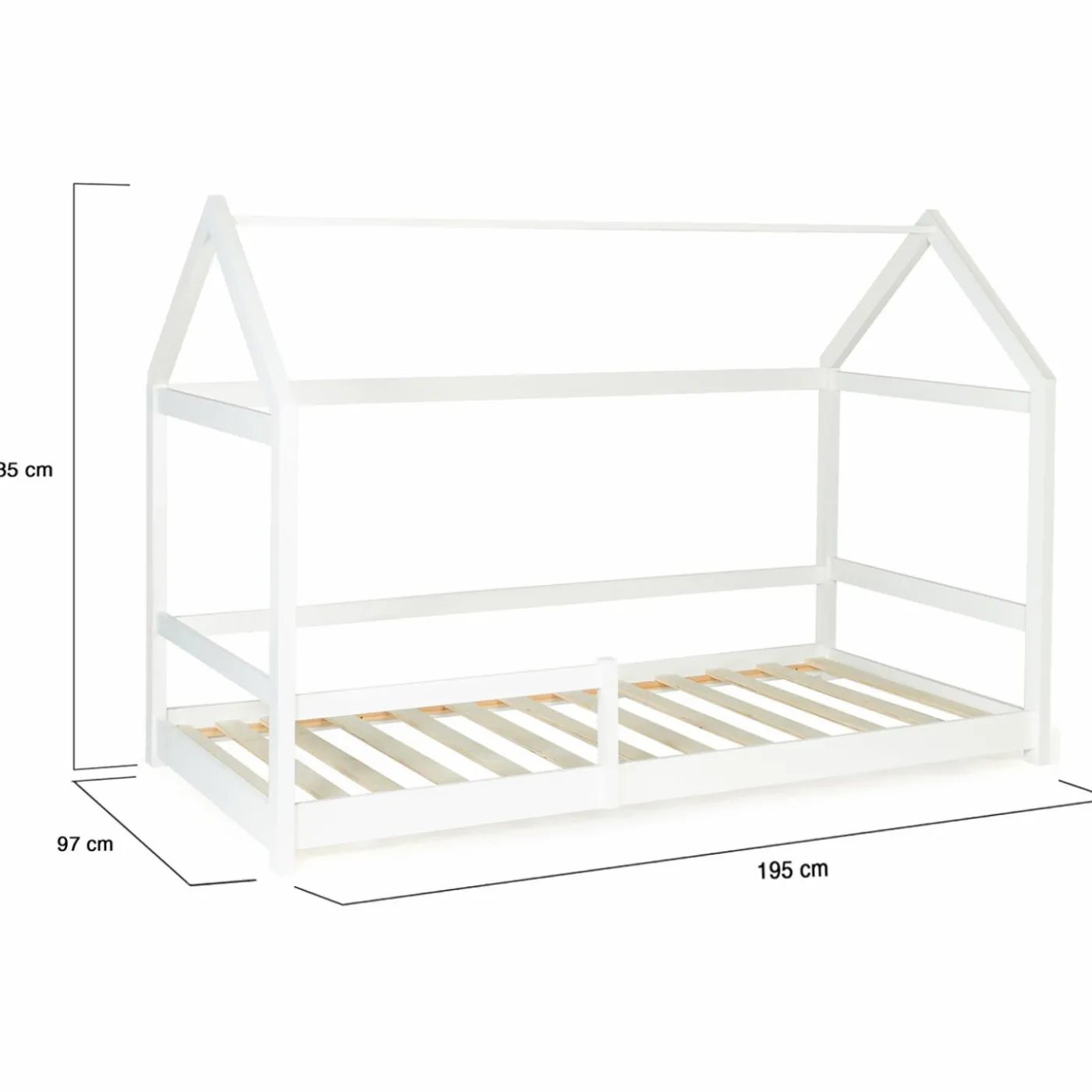 Lit cabane enfant blanc 90 x 190 cm style scandinave