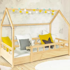 Lit cabane enfant en bois 80 x 160 cm