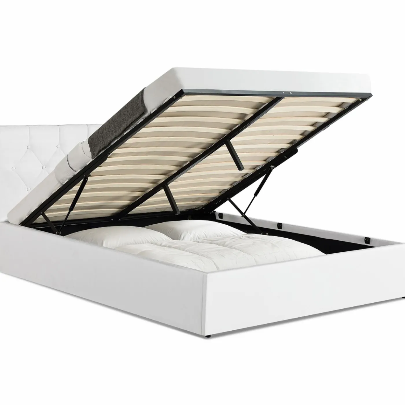 Lit coffre blanc 140x190 cm
