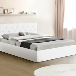 Lit coffre blanc 140x190 cm
