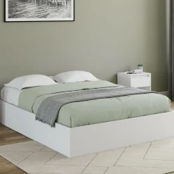 Lit coffre double avec sommier 160 x 200 cm blanc