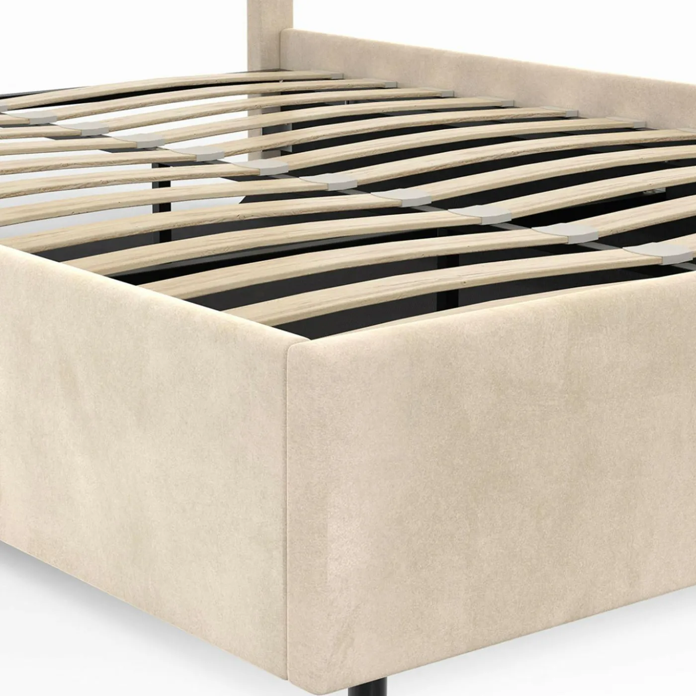 Lit coffre double avec tête de lit et sommier 140 x 190 cm velours beige