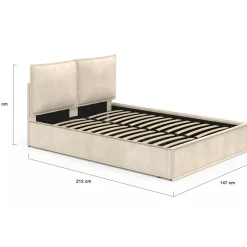 Lit coffre double beige 140 x 190