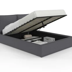 Lit coffre double gris 140 x 190