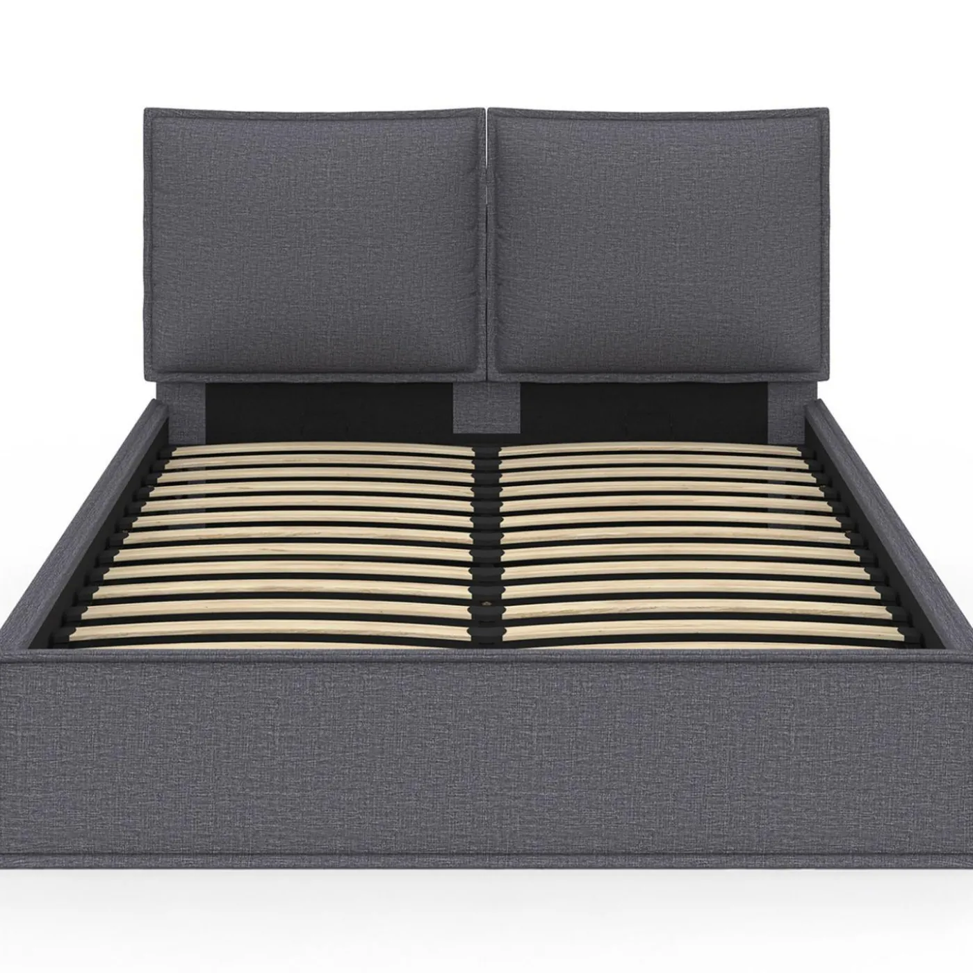 Lit coffre double gris 140 x 190