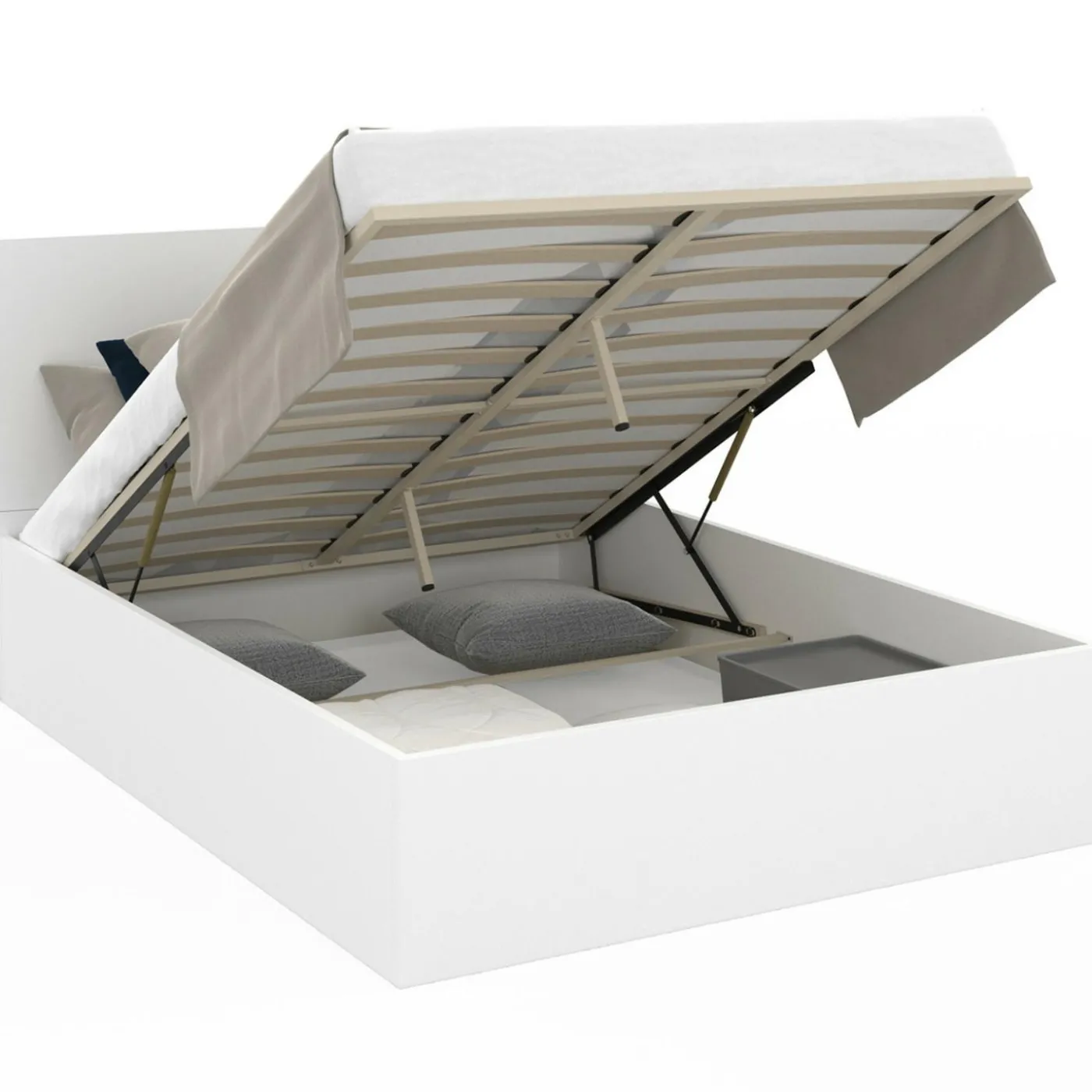 Lit coffre double 140x190 cm coloris blanc