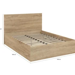 Lit coffre double 140x190 cm coloris bois