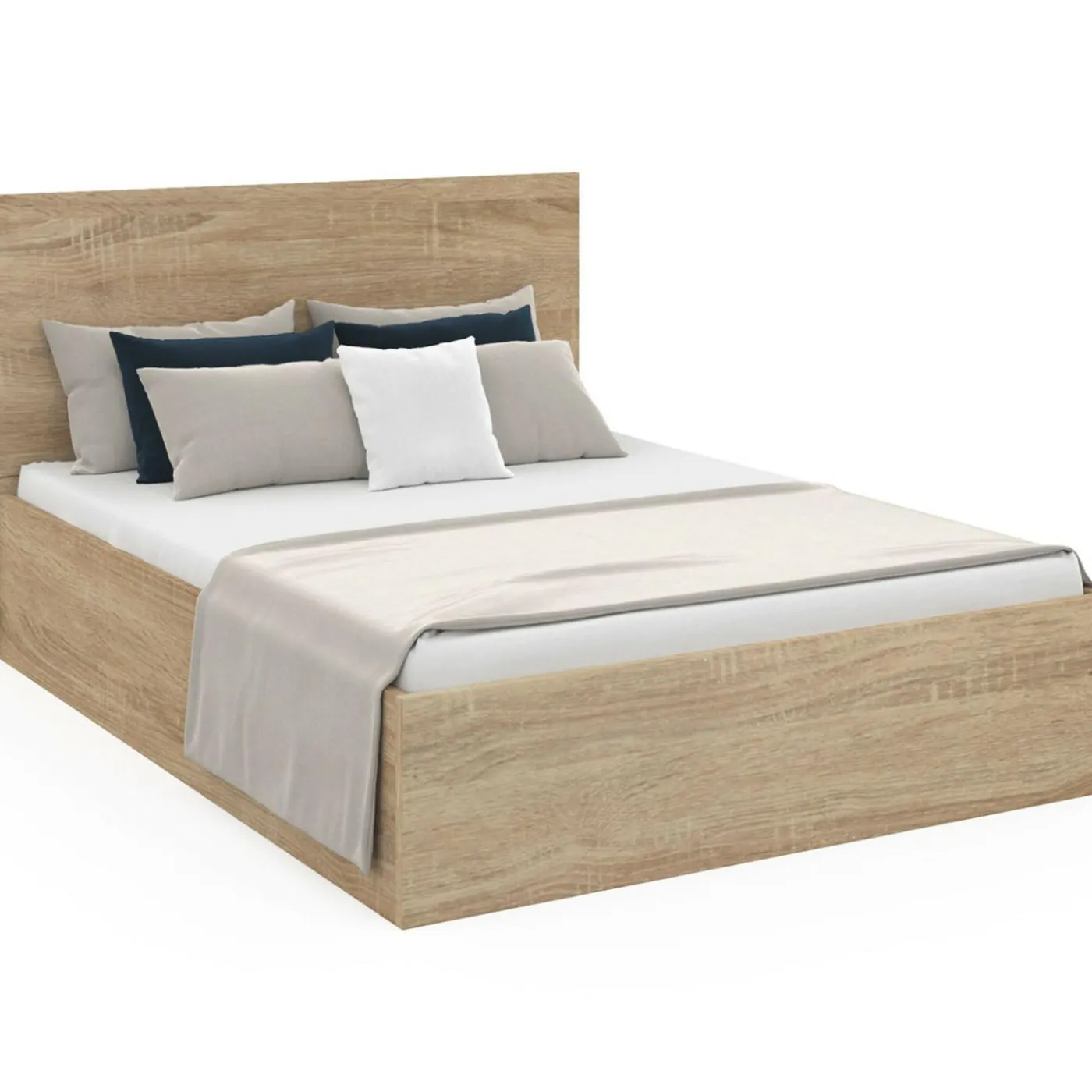 Lit coffre double 140x190 cm coloris bois