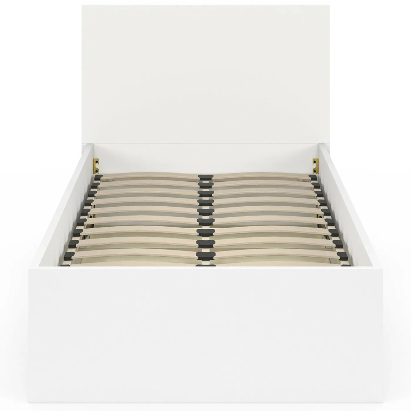 Lit coffre simple avec tête de lit et sommier 90 x 190 cm blanc