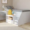 Lit combiné 90x190 cm avec bureau et rangements bois blanc