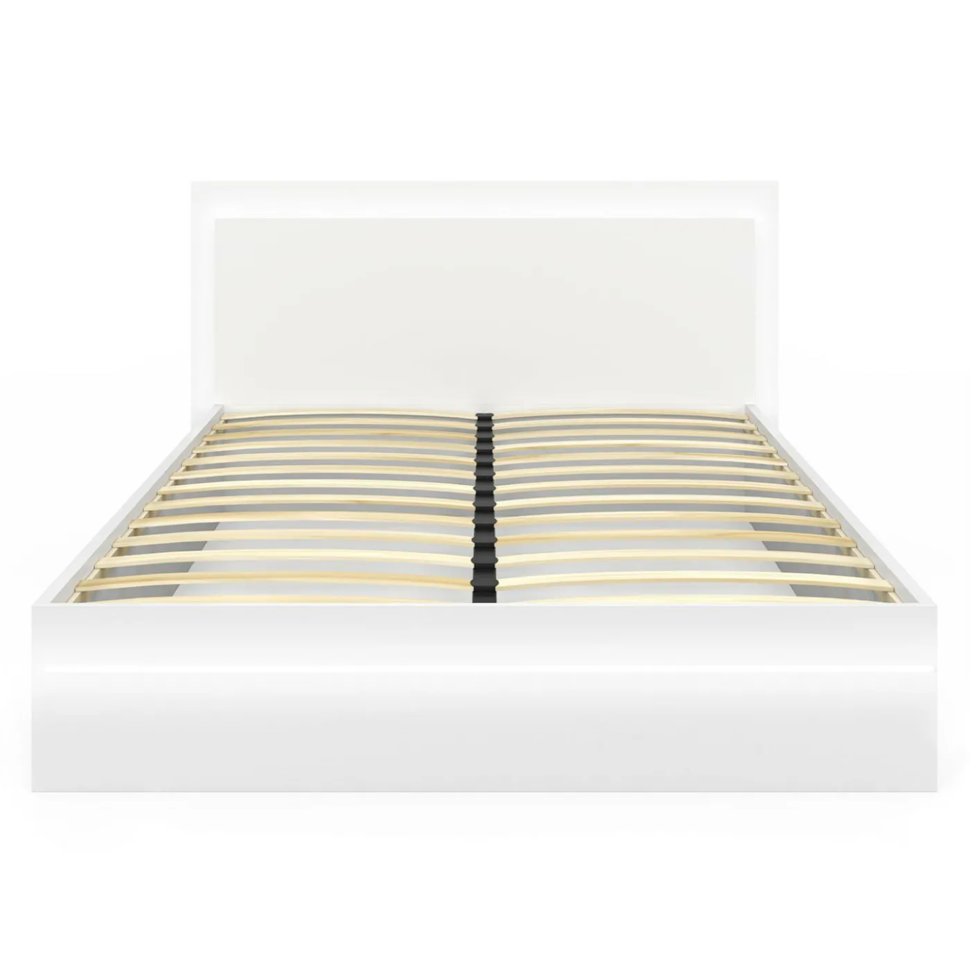 Lit double 140 x 190 cm avec sommier et LED intégrées blanc
