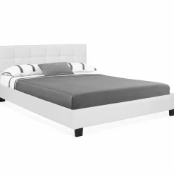 Lit double avec sommier PVC blanc 160x200cm