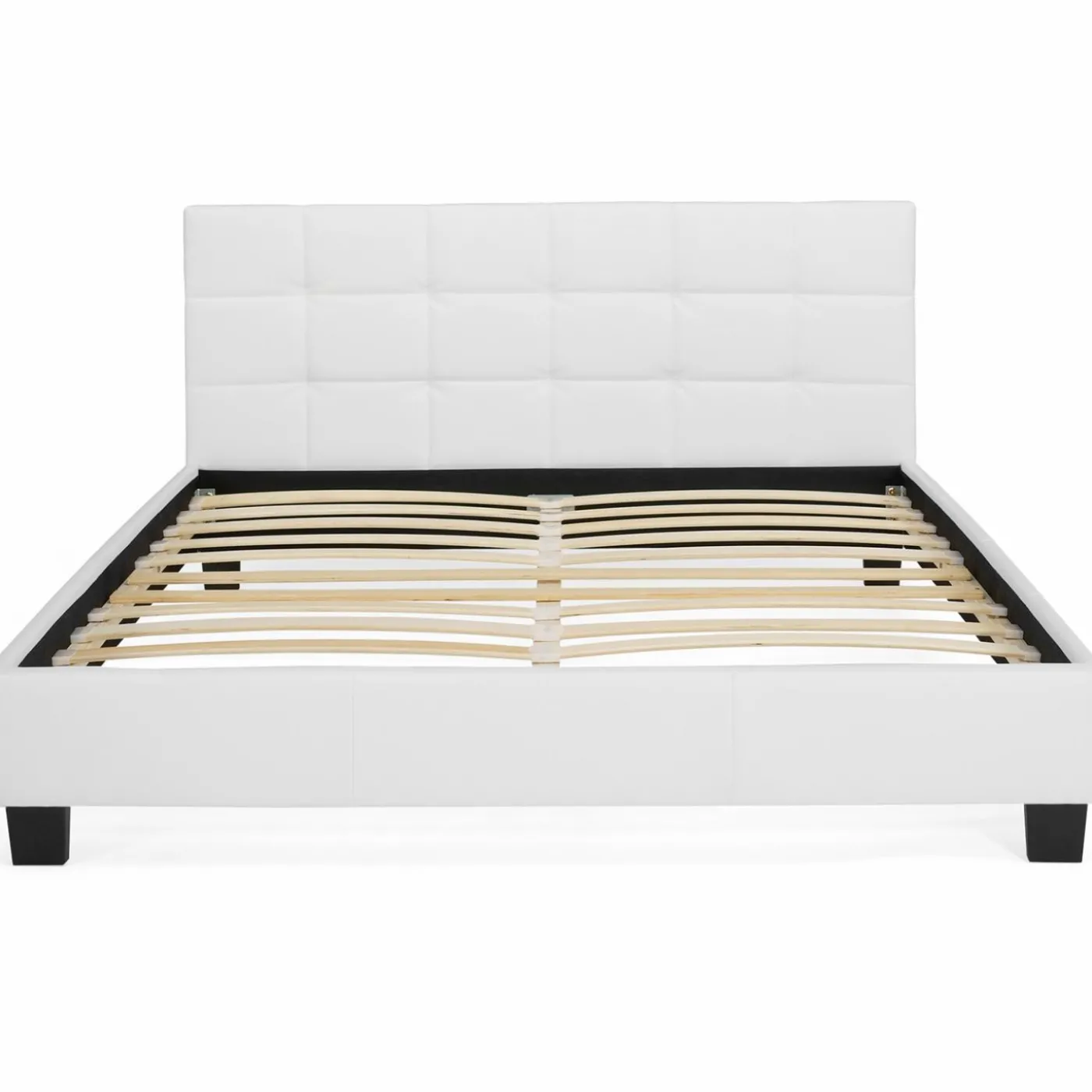 Lit double avec sommier PVC blanc 160x200cm