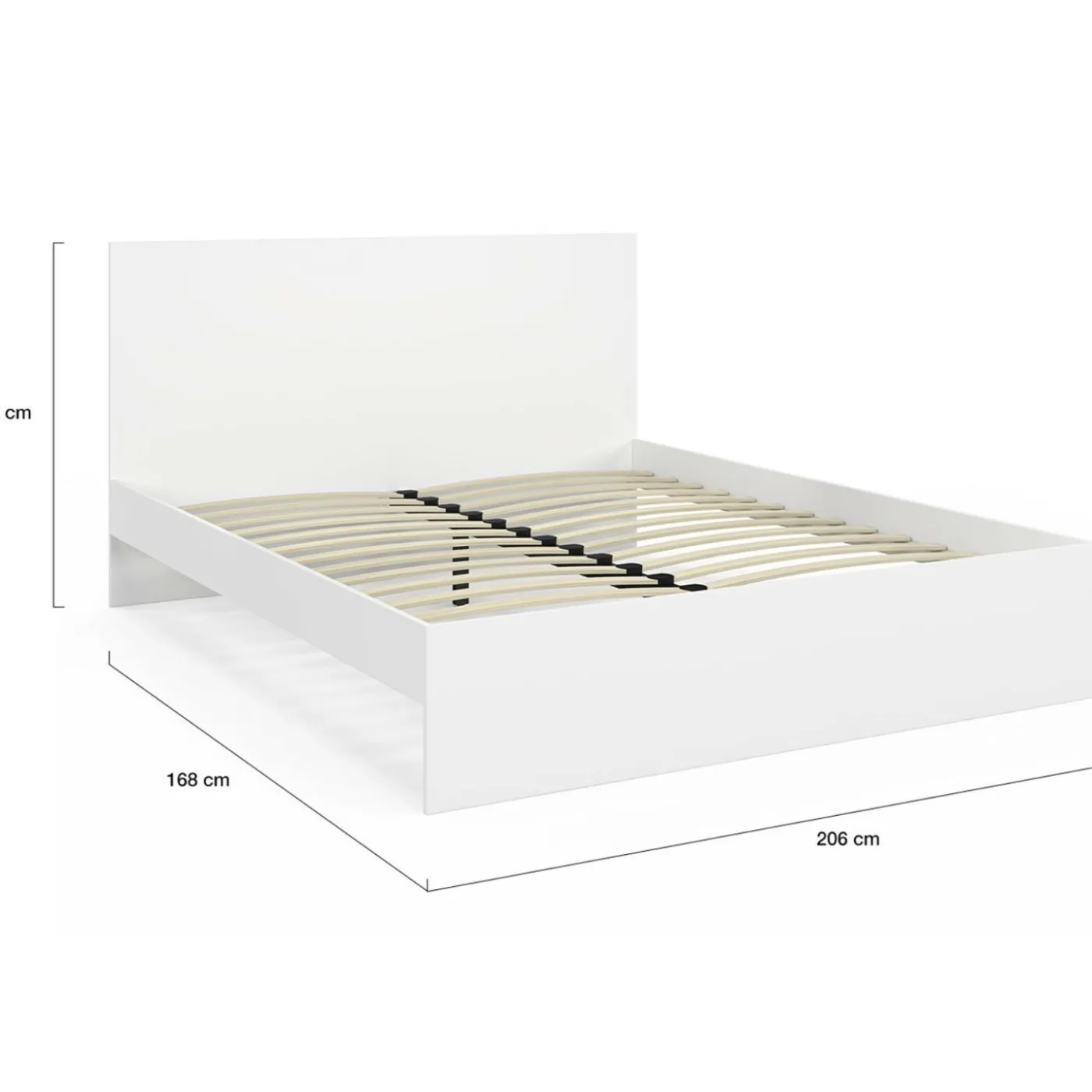 Lit double avec tête de lit et sommier 160 x 200 cm blanc