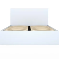Lit double blanc 4 tiroirs sur roulettes avec tête de lit