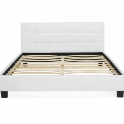 Lit double blanc 140x190 cm avec sommier