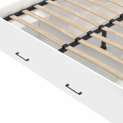 Lit double blanc 140x190cm avec tête de lit et rangements