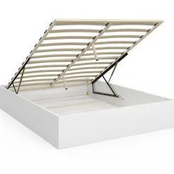 Lit double coffre 140x190 cm avec sommier blanc