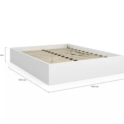 Lit double coffre 140x190 cm avec sommier blanc