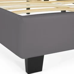 Lit double gris anthracite 140x190 cm avec tête de lit