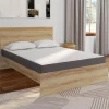 Lit double 140x190 avec sommier hêtre + matelas à mémoire de forme
