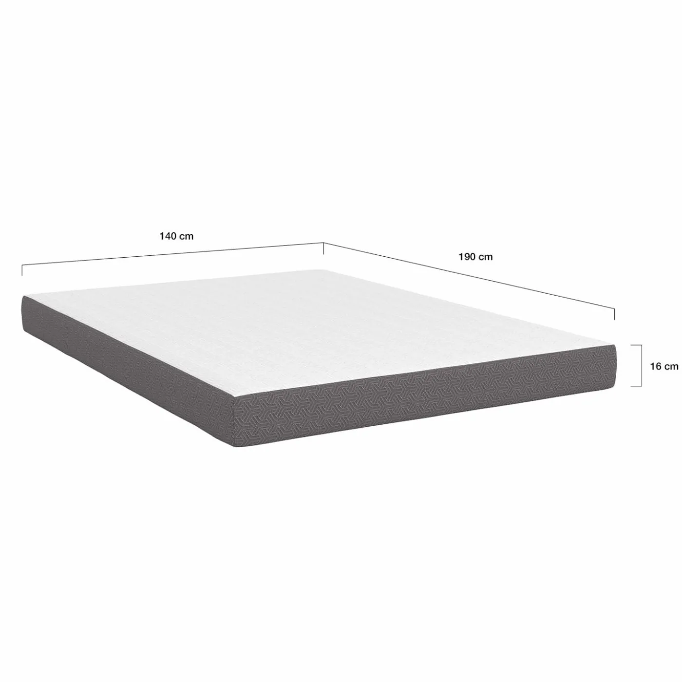 Lit double 140x190 avec sommier hêtre + matelas à mémoire de forme