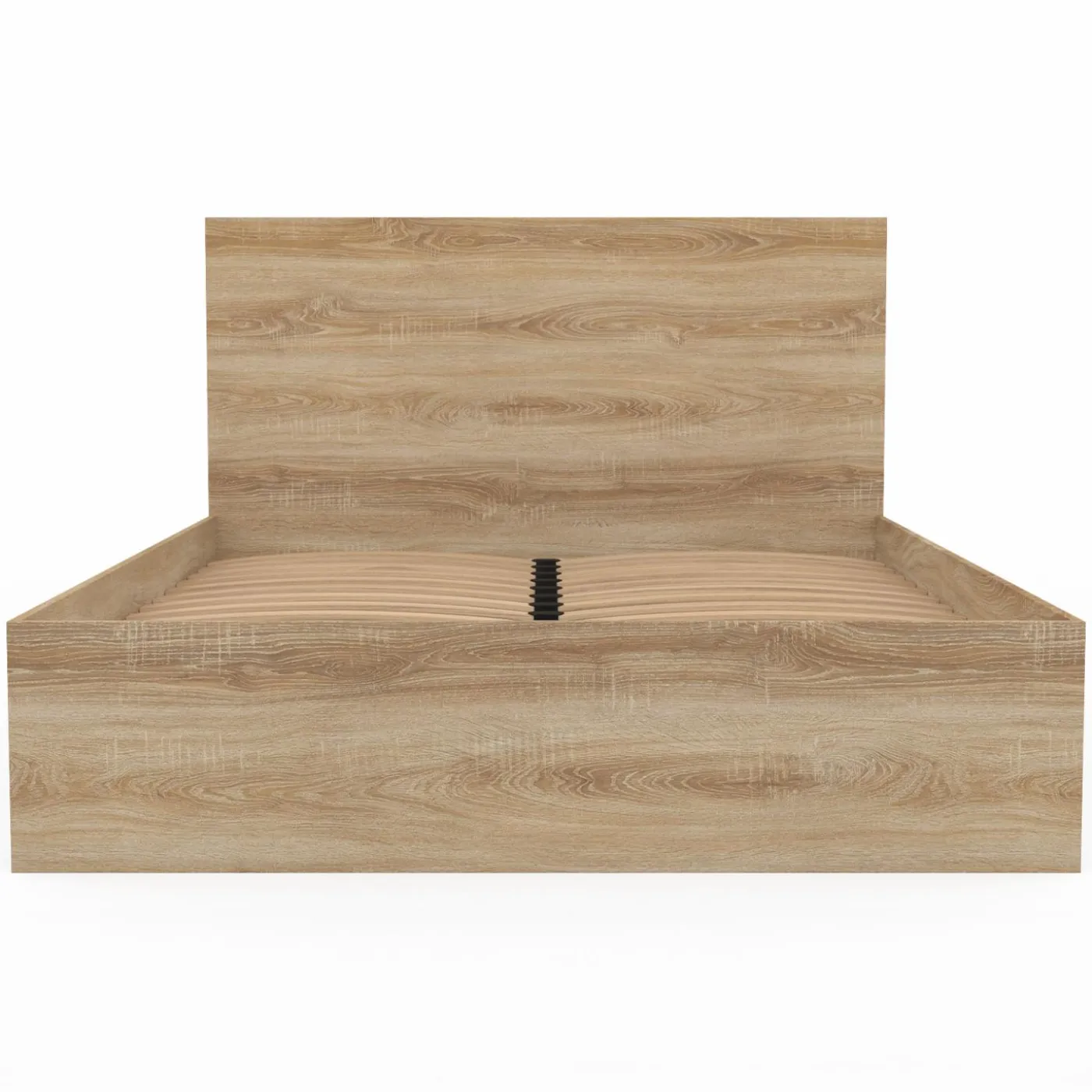 Lit double 140x190 cm avec sommier et tête de lit en bois
