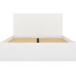 Lit double 140x190 cm avec tête de lit et sommier blanc
