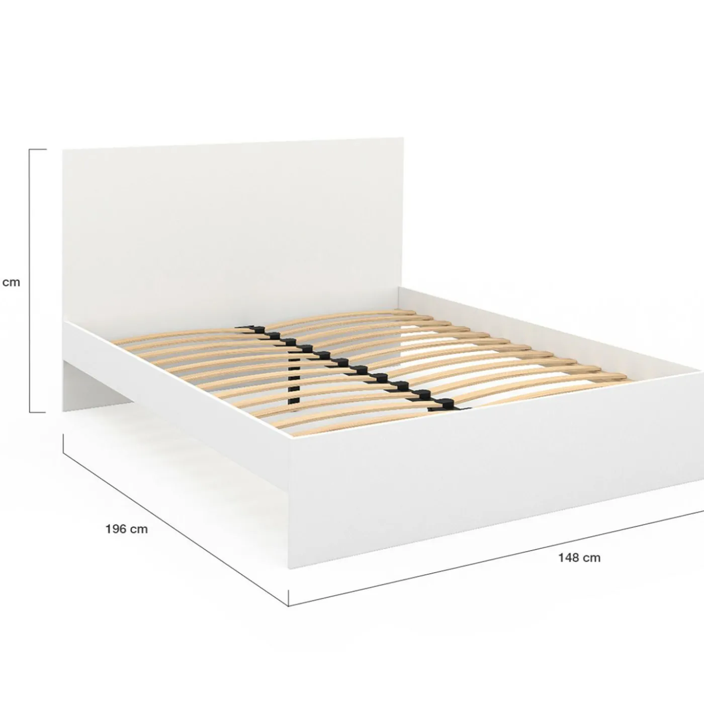 Lit double 140x190 cm avec tête de lit et sommier blanc