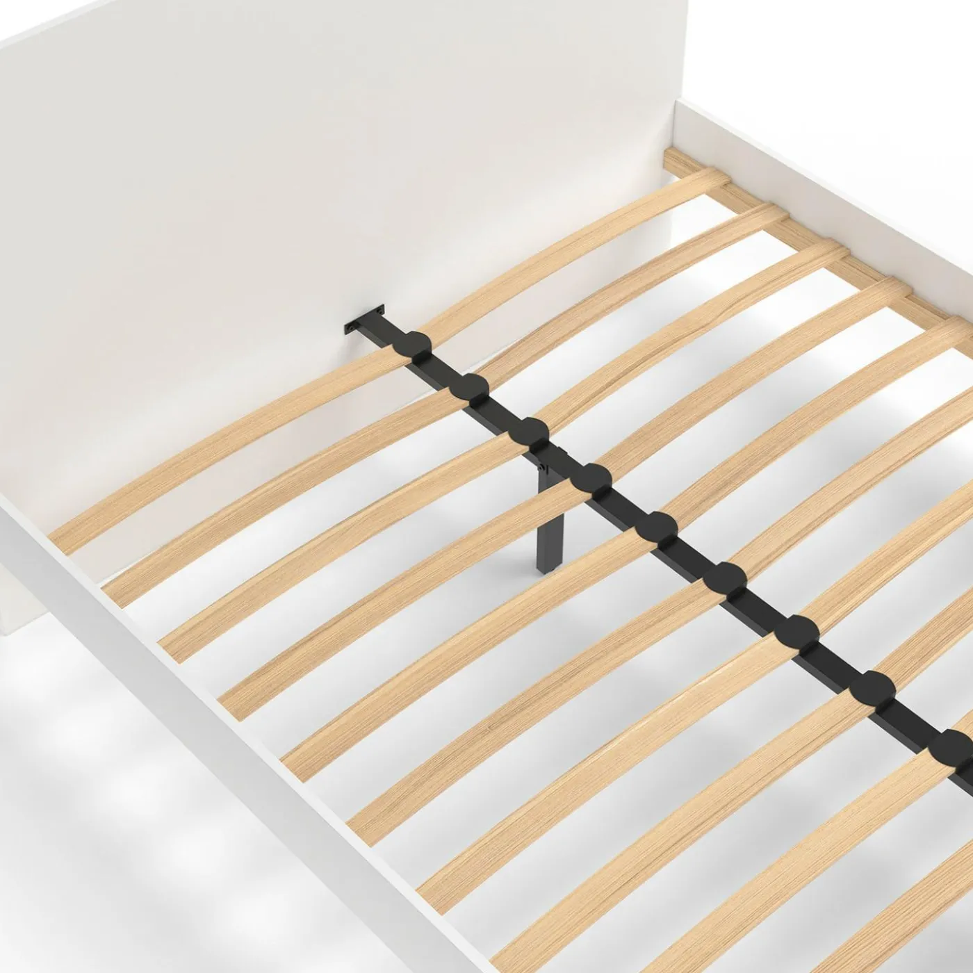Lit double 140x190 cm avec tête de lit et sommier blanc