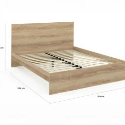 Lit double 160x200 cm avec tête de lit et sommier hêtre