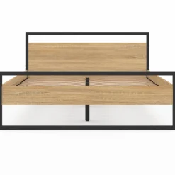 Lit double 140x190 cm style industriel avec sommier