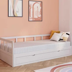 Lit gigogne transformable en lit 2 places blanc