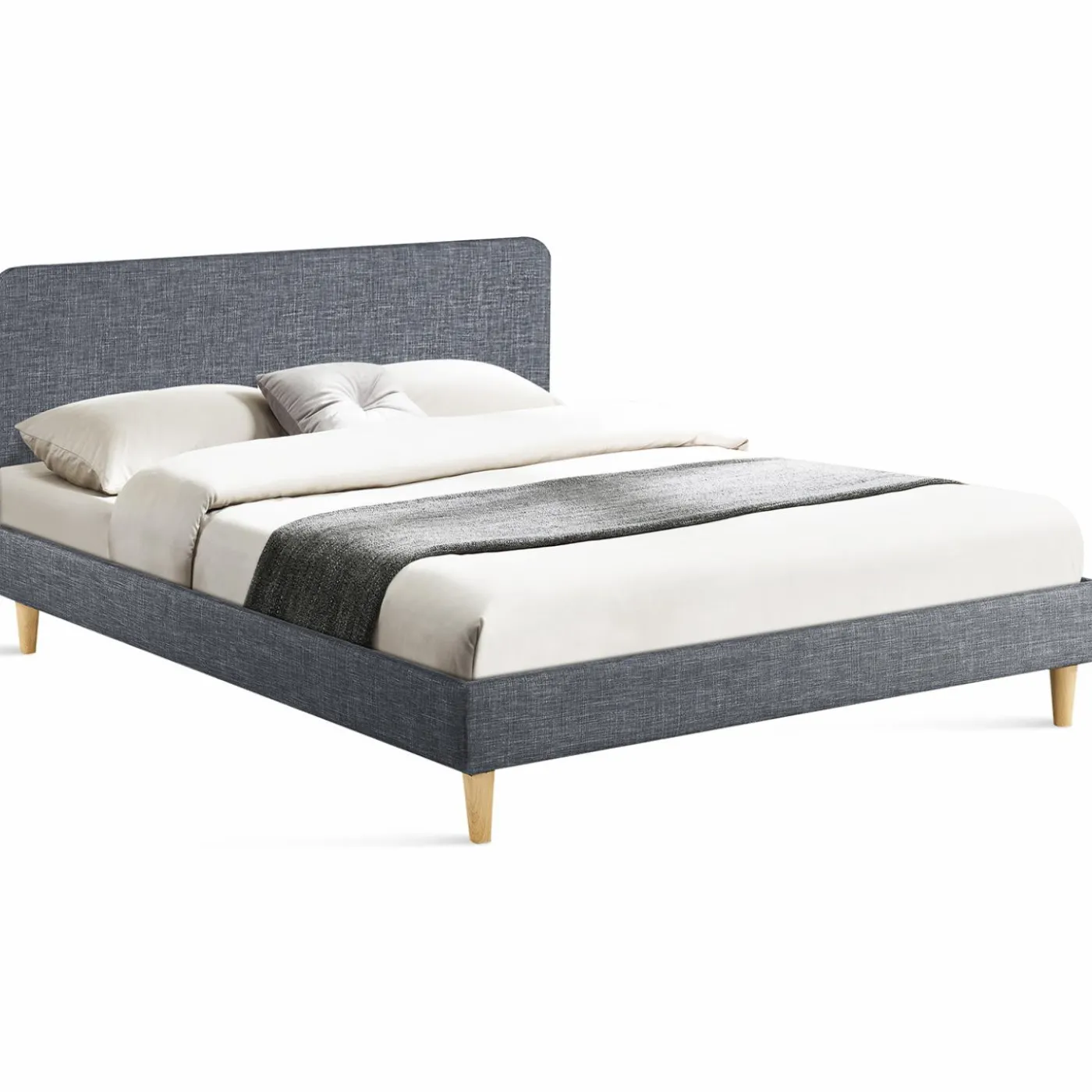 Lit scandinave gris 2 places 160x200 cm