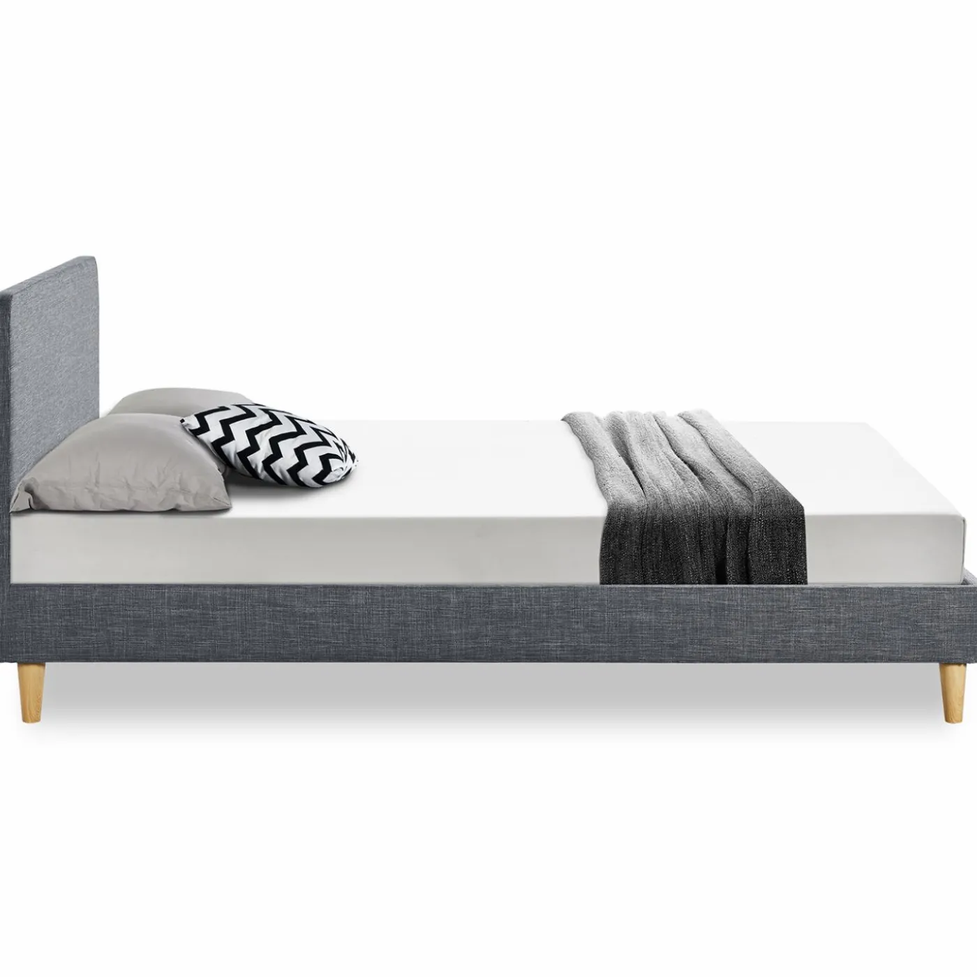 Lit scandinave 140x190 cm gris