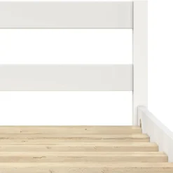 Lit simple 90 x 190 cm avec sommier bois blanc