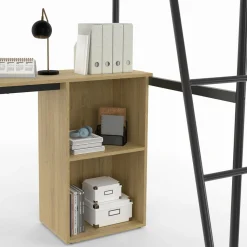Lit simple mezzanine 90x190cm avec bureau et rangements style industriel