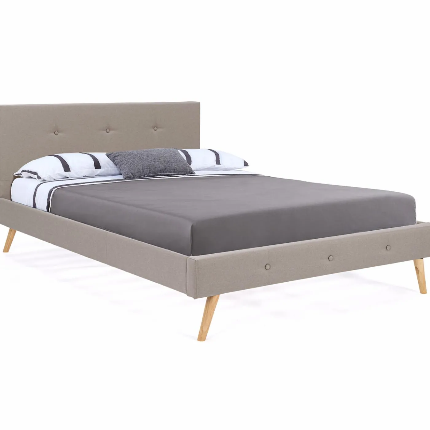 Lit style scandinave 140 x 190 cm beige effet lin