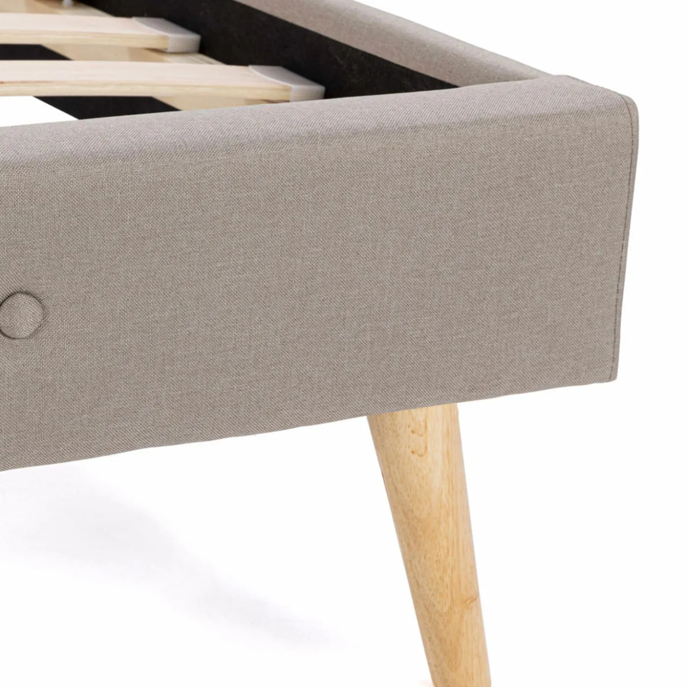 Lit style scandinave 140 x 190 cm beige effet lin