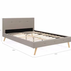 Lit style scandinave 140 x 190 cm beige effet lin