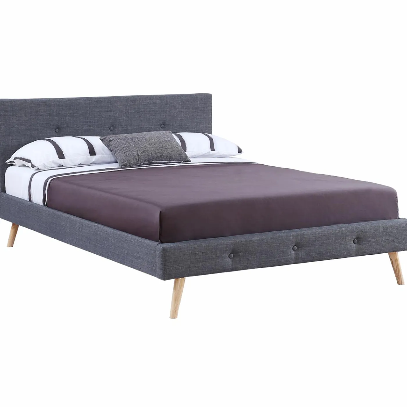 Lit style scandinave 140x190 cm gris